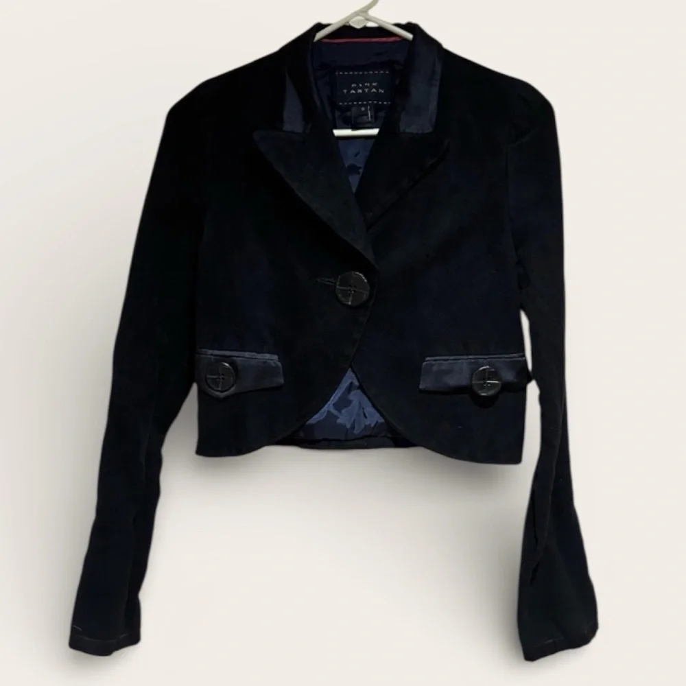 Pink Tartan blue velvety jacket